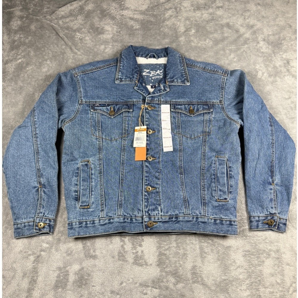 ZBK Apparel Sherpa Lined Denim Jacket Mens Small‎ Trucker New With Tags